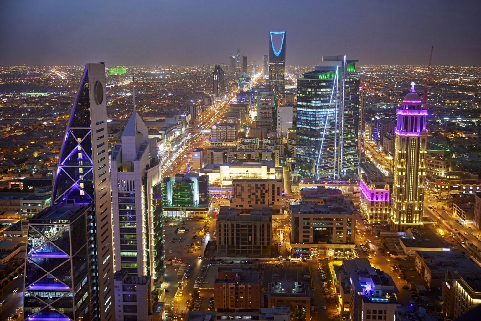 Riyadh city skyline illuminated at night