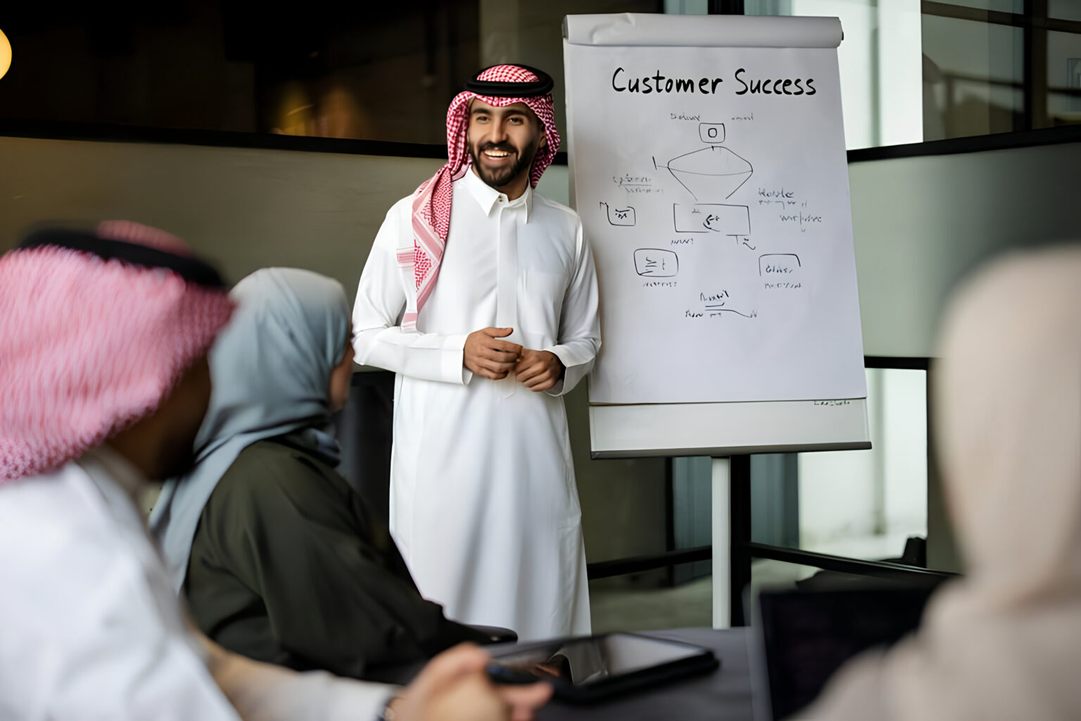 Team meeting representing PROMISE's approach in Saudi Arabia